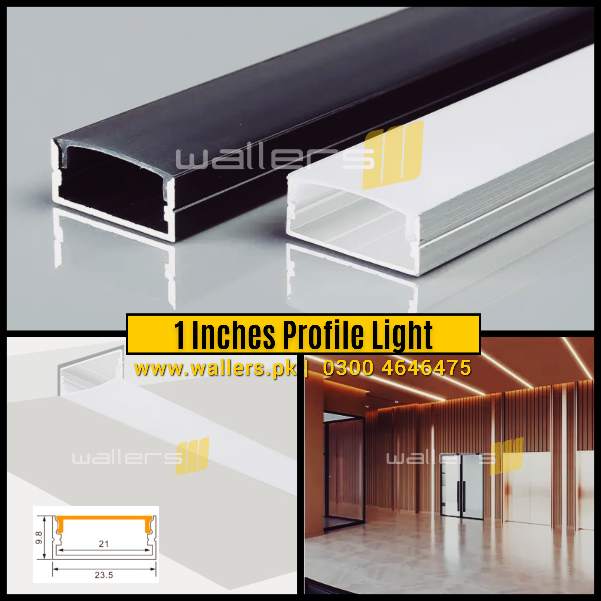 24 MM (1 Inches) U Shape Linear Profile Light | 10 Feet Length - Wallers