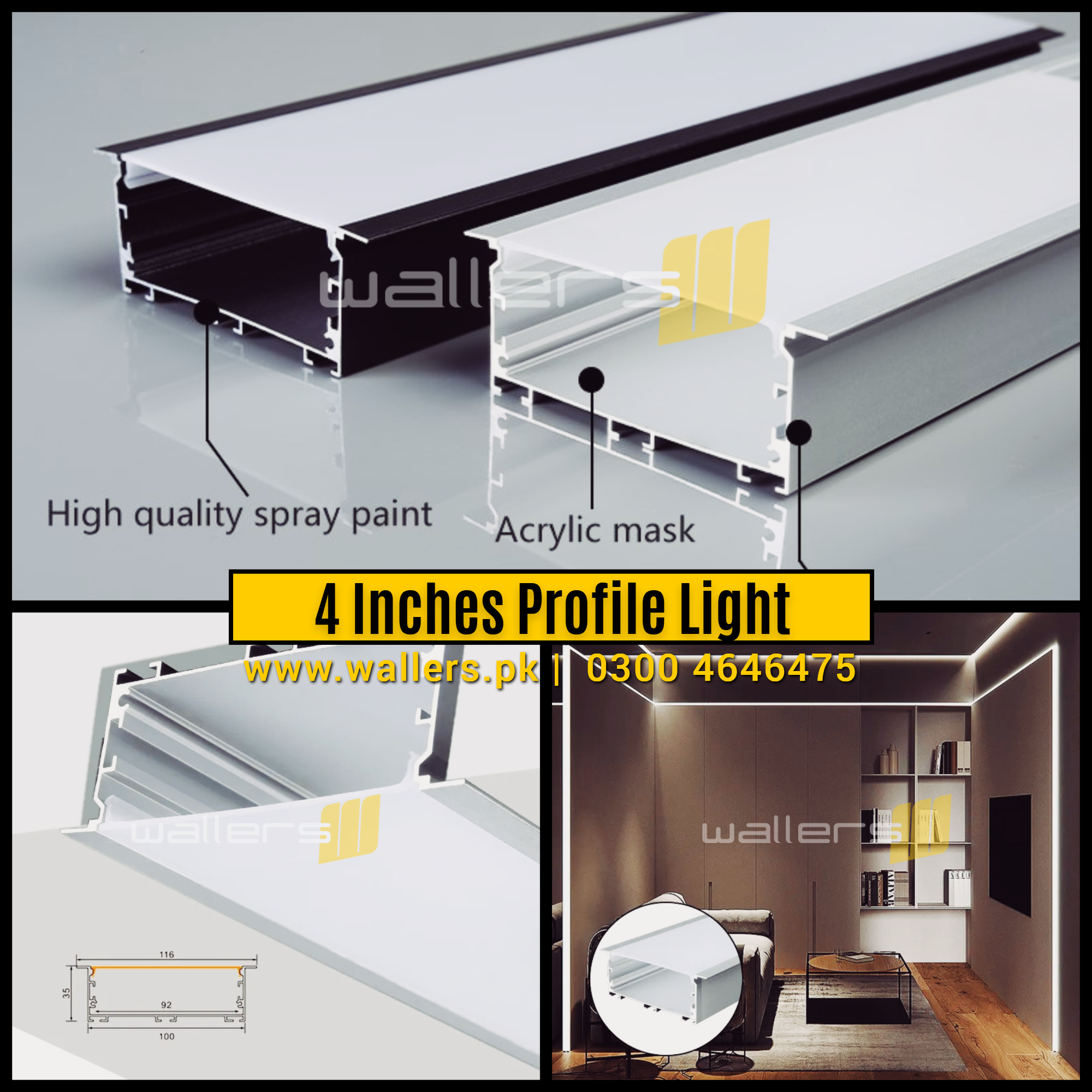 41 Inches YW Shape Linear Profile Light | Strip Light | Ceiling Light | Kitchen Profile Light | wallers.pk