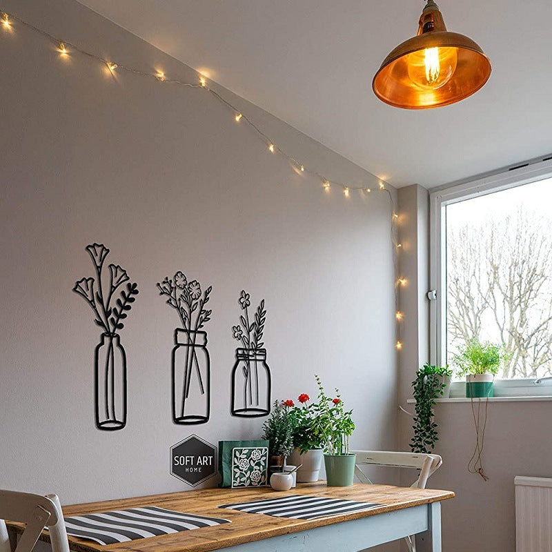 Flower Silhouette Wall Decoration Metal Wall Hanging Silhouette Art Decoration - Wallers