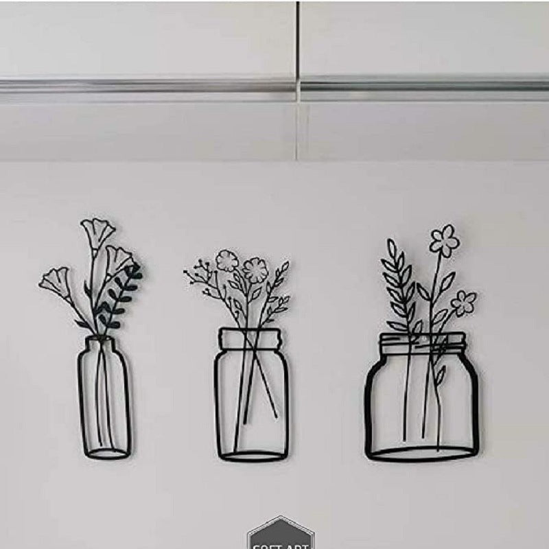 Flower Silhouette Wall Decoration Metal Wall Hanging Silhouette Art Decoration - Wallers