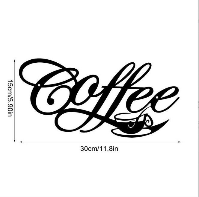 Metal Coffee Cup Wall Hanging Decoration Iron Hanging Coffee Bar Decoration Iron Wire Letter Signs - Wallers