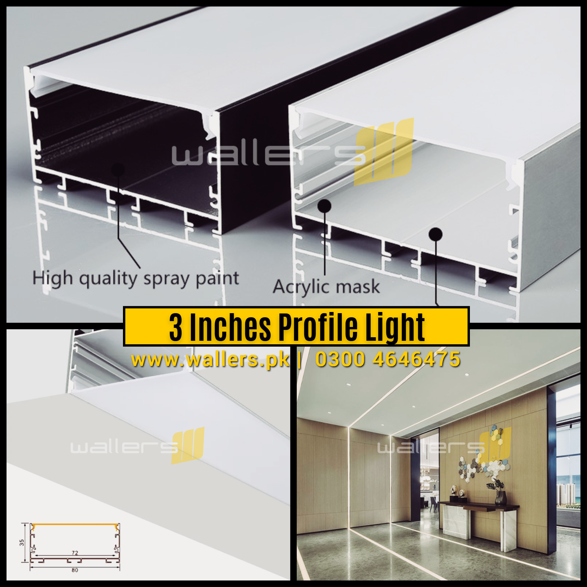 80MM (3 Inches) U Shape Linear Profile Light | 10 Feet Length – Wallers