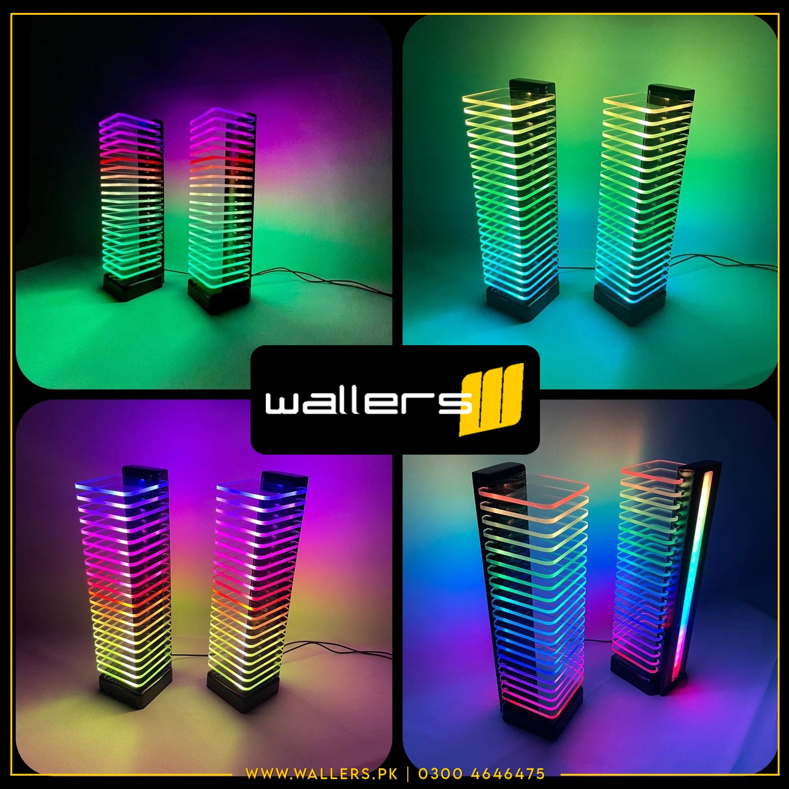 RGB LED Light Tower, Unique Floor Lamps for living room (2x Tower), Sound Reactive, Ambient Lighting, Color Changing Neon Table Lamp