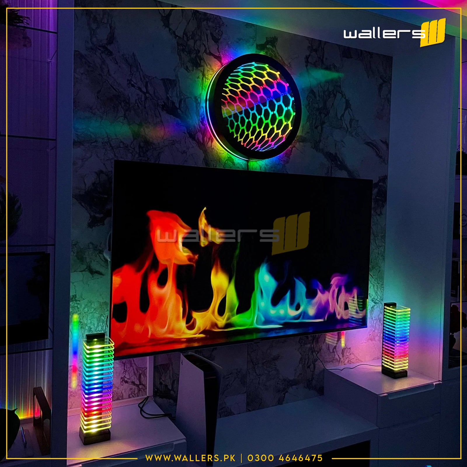 RGB LED Light Tower, Unique Floor Lamps for living room (2x Tower), Sound Reactive, Ambient Lighting, Color Changing Neon Table Lamp