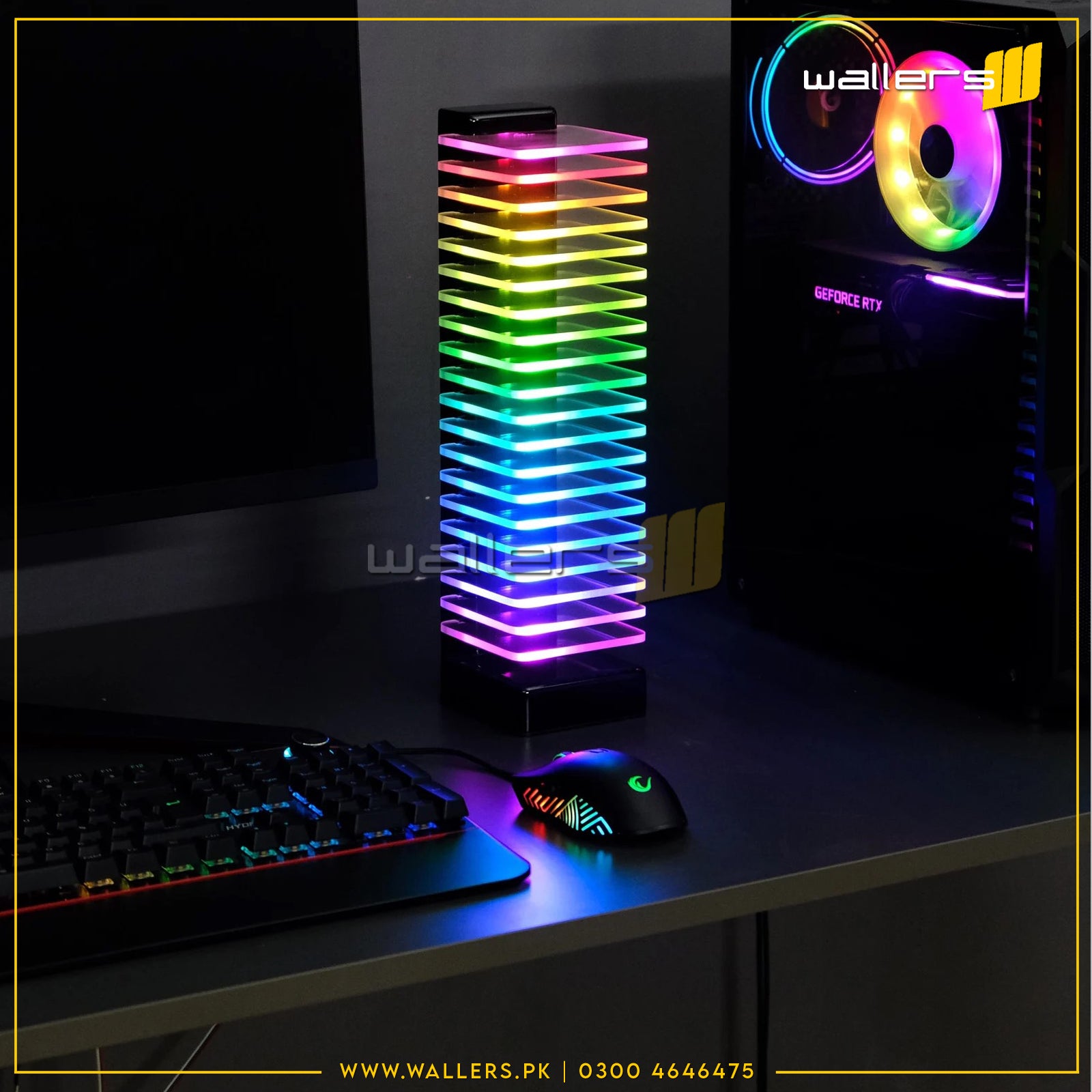 RGB LED Light Tower, Unique Floor Lamps for living room (2x Tower), Sound Reactive, Ambient Lighting, Color Changing Neon Table Lamp
