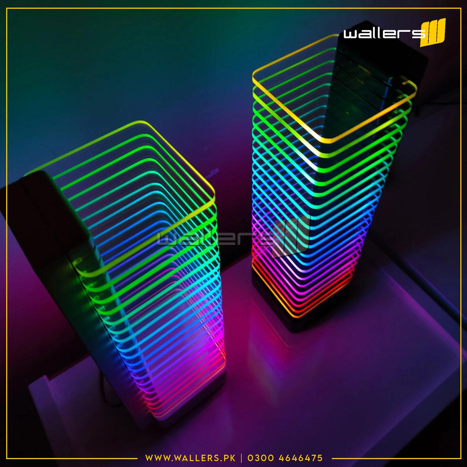 RGB LED Light Tower, Unique Floor Lamps for living room (2x Tower), Sound Reactive, Ambient Lighting, Color Changing Neon Table Lamp