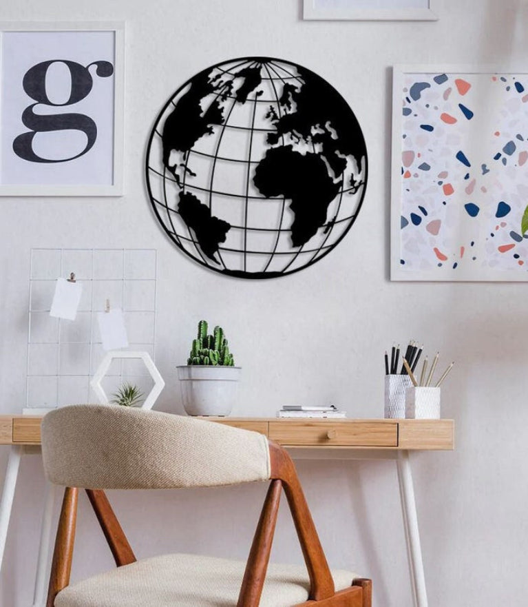 Metal World Map Round - Wallers